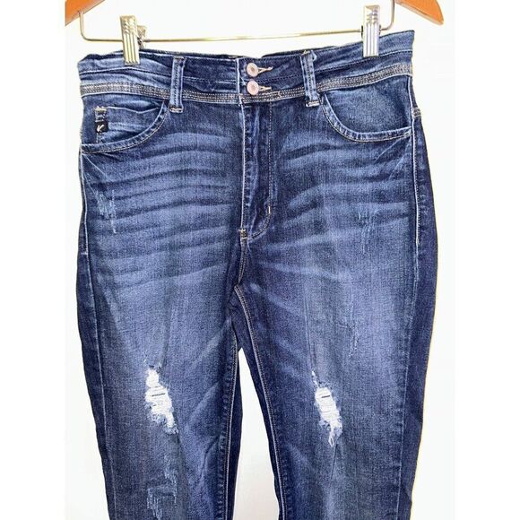 KanCan Dark Wash High-Rise Distressed Jeans KC6088M  Size 28 - Picture 3 of 10